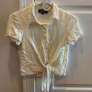 Striped Tie Front Button Up